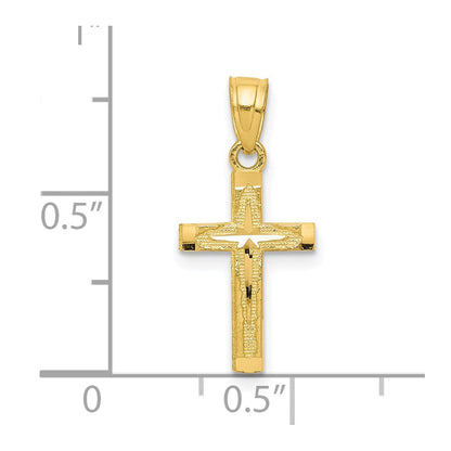 10K Gelbgold Diamantiert Kreuz Anhänger