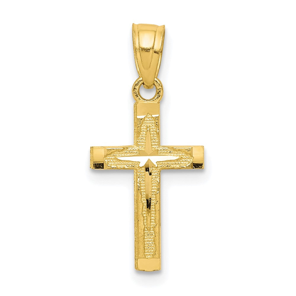 10K Gelbgold Diamantiert Kreuz Anhänger