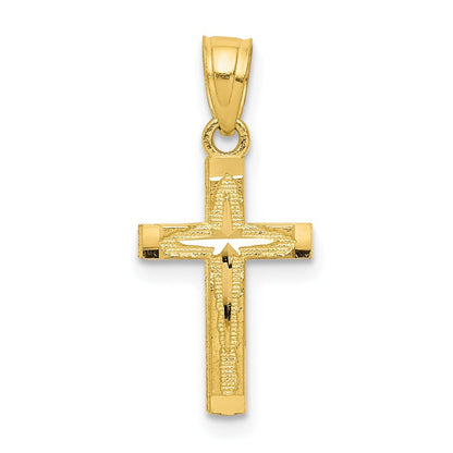 10K Gelbgold Diamantiert Kreuz Anhänger