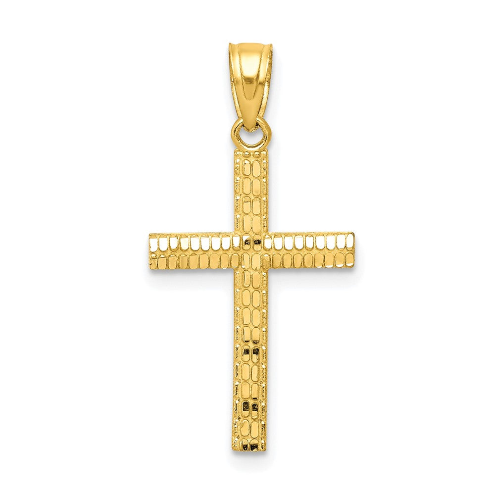 10K Gelbgold Diamantiert Kreuz Anhänger