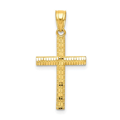 10K Gelbgold Diamantiert Kreuz Anhänger