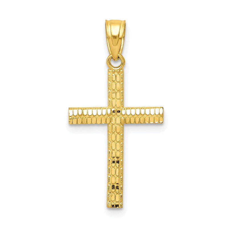 10K Gelbgold Diamantiert Kreuz Anhänger