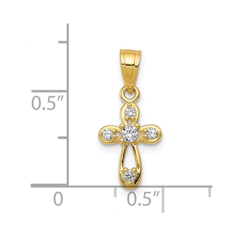 10K Gelbgold 10K Klein Zirkonia Kreuz Anhänger