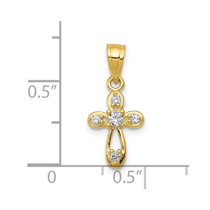 10K Gelbgold 10K Klein Zirkonia Kreuz Anhänger
