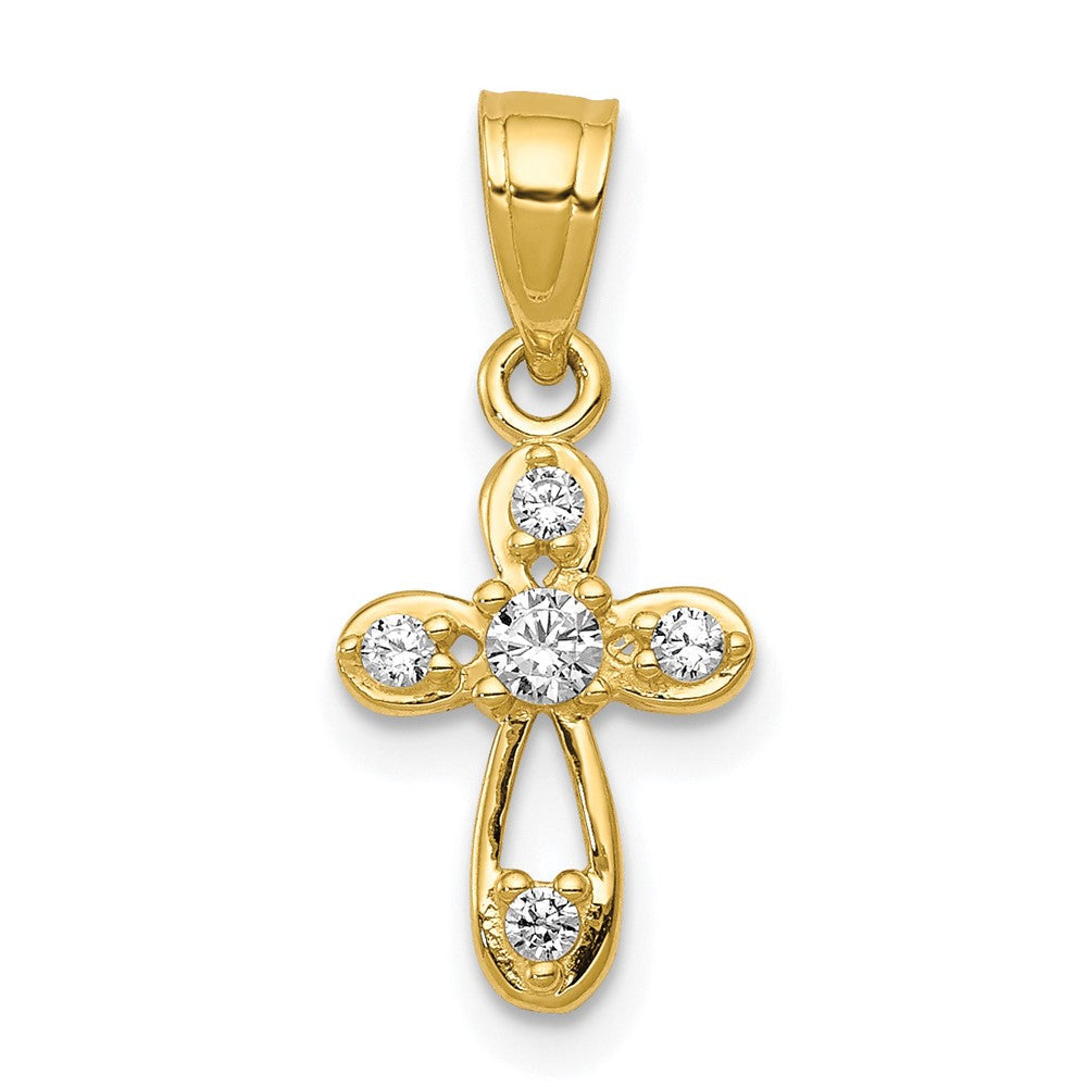 10K Gelbgold 10K Klein Zirkonia Kreuz Anhänger