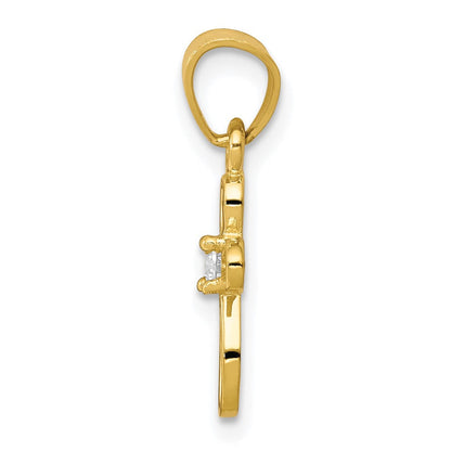 10K Gelbgold 10K Klein Zirkonia Kreuz Anhänger