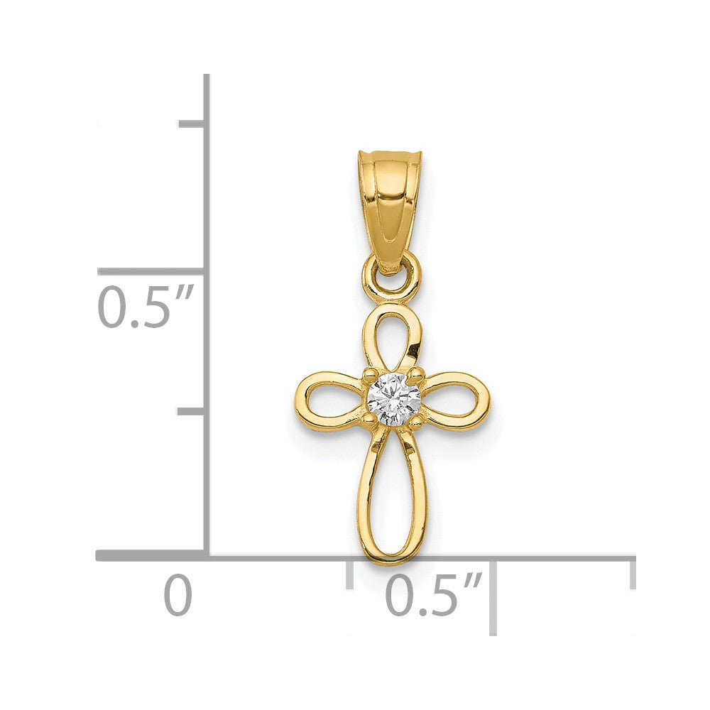 10K Gelbgold 10K Klein Zirkonia Kreuz Anhänger
