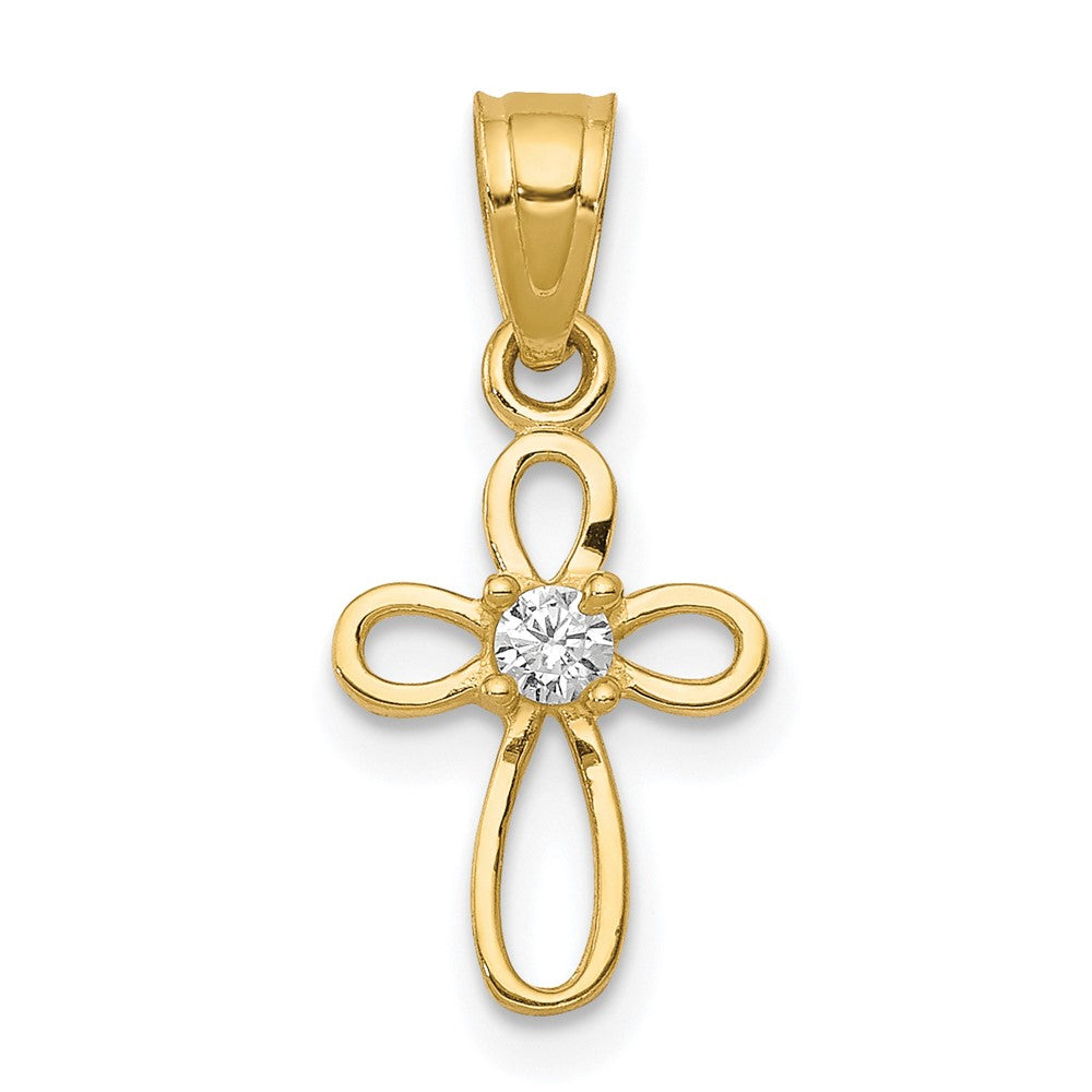 10K Gelbgold 10K Klein Zirkonia Kreuz Anhänger