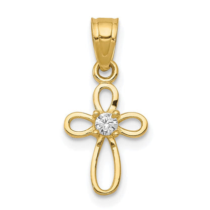 10K Gelbgold 10K Klein Zirkonia Kreuz Anhänger