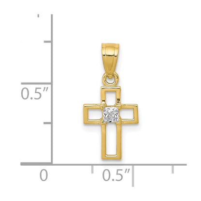 10K Gelbgold 10K Klein Zirkonia Kreuz Anhänger