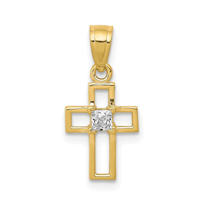 10K Gelbgold 10K Klein Zirkonia Kreuz Anhänger