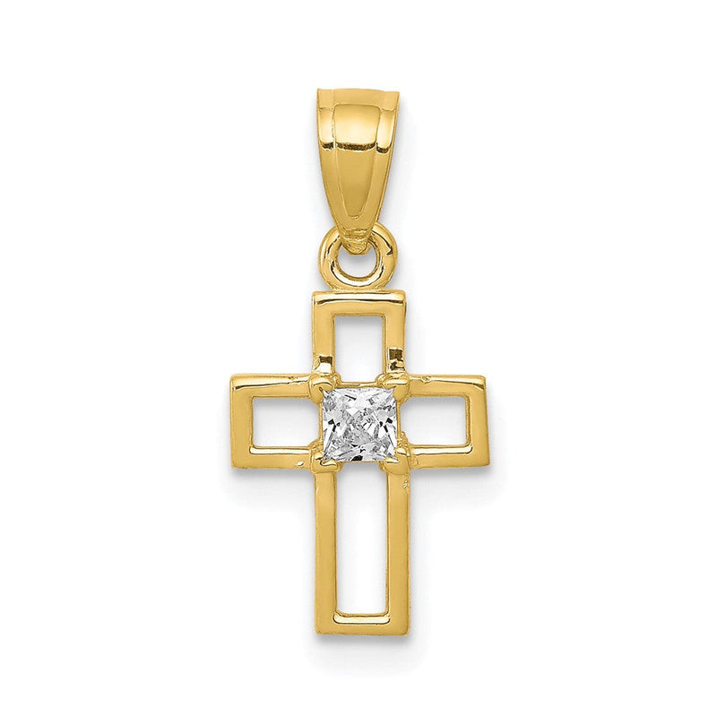 10K Gelbgold 10K Klein Zirkonia Kreuz Anhänger