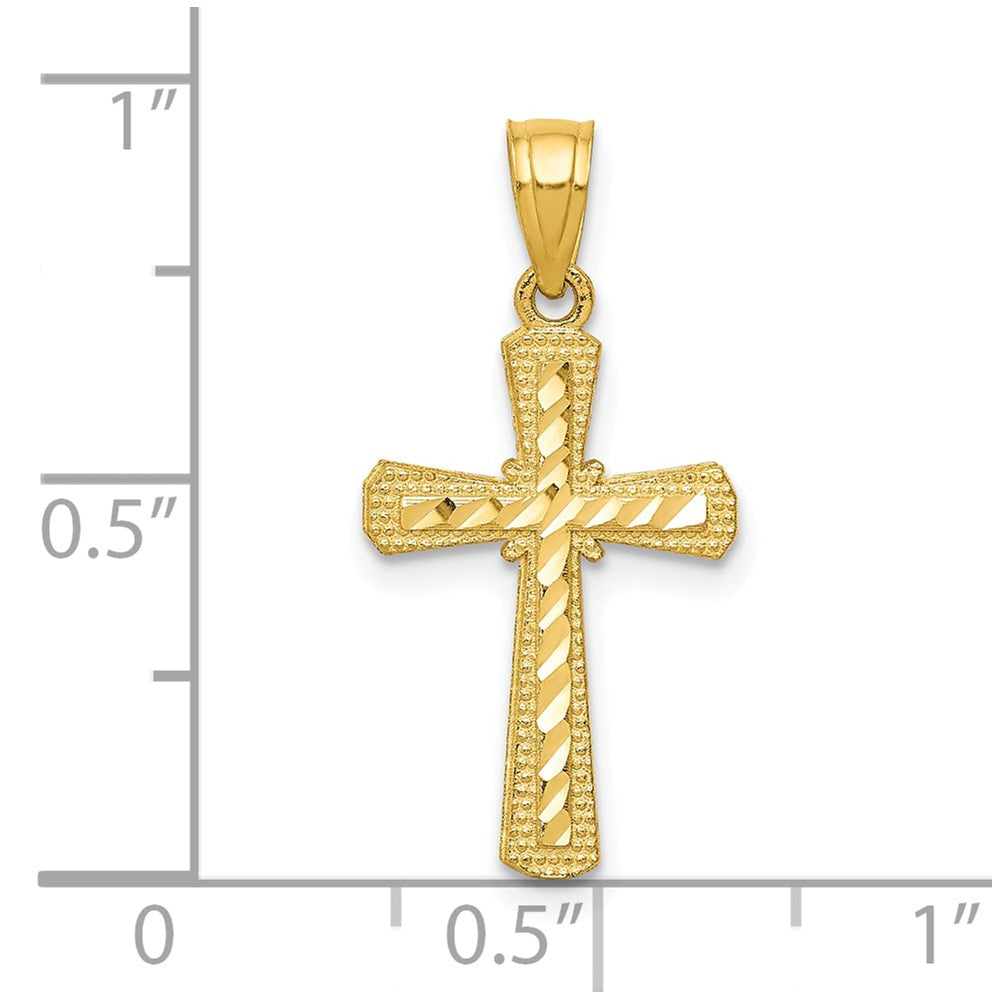 10K Gelbgold Diamantiert Kreuz Anhänger