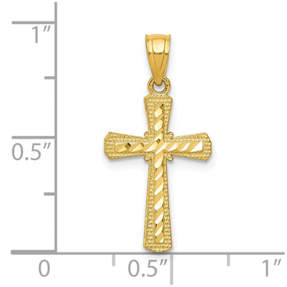10K Gelbgold Diamantiert Kreuz Anhänger