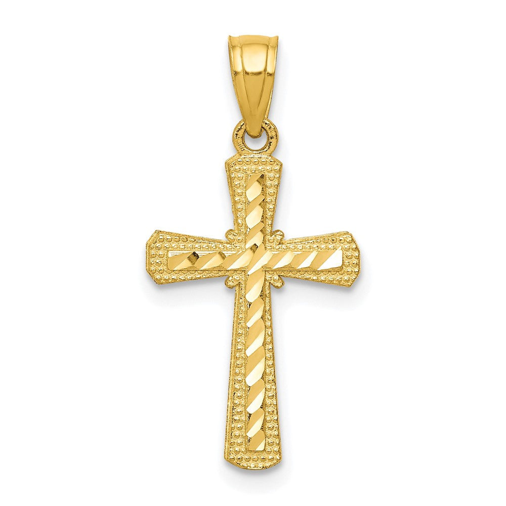 10K Gelbgold Diamantiert Kreuz Anhänger