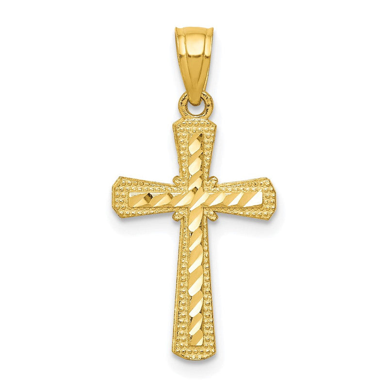 10K Gelbgold Diamantiert Kreuz Anhänger