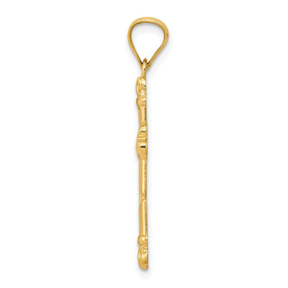 10K Gelbgold Fleur De Lis Kreuz Anhänger
