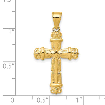 10K Gelbgold Fleur De Lis Kreuz Anhänger