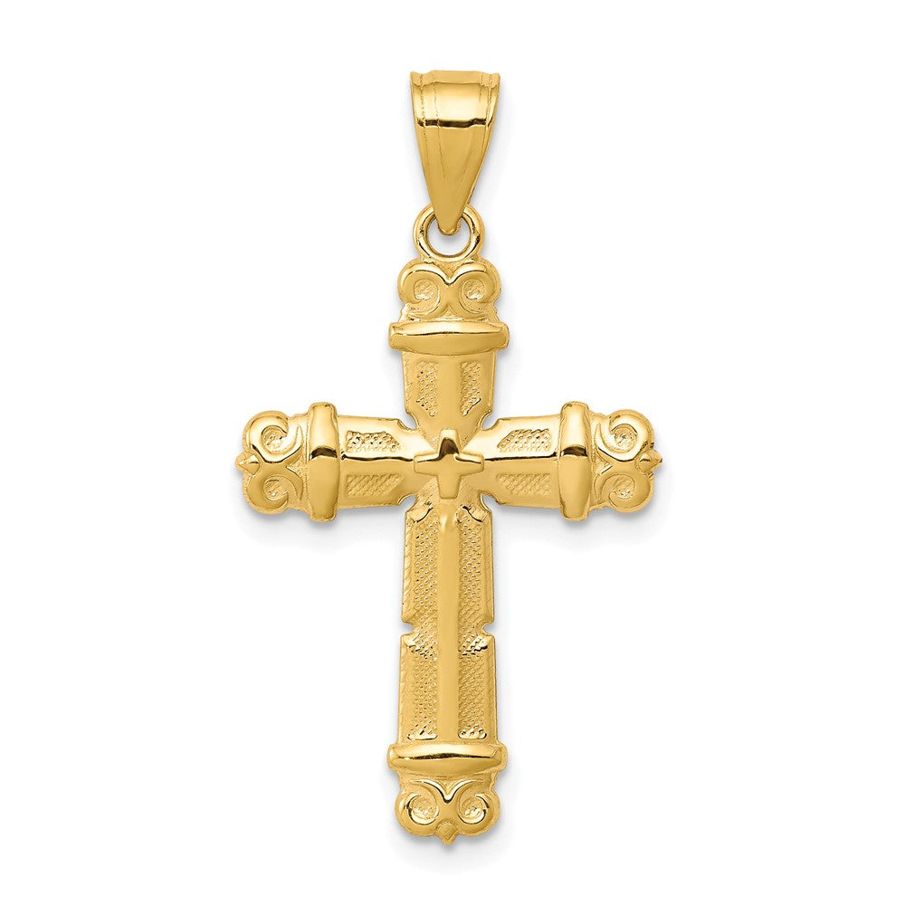 10K Gelbgold Fleur De Lis Kreuz Anhänger