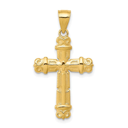 10K Gelbgold Fleur De Lis Kreuz Anhänger