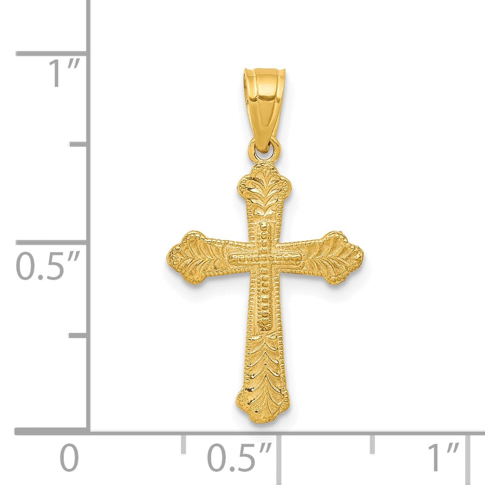 10K Gelbgold Knospend Kreuz Anhänger
