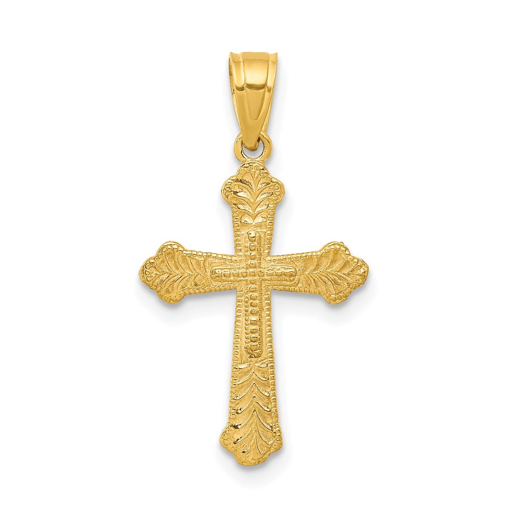 10K Gelbgold Knospend Kreuz Anhänger