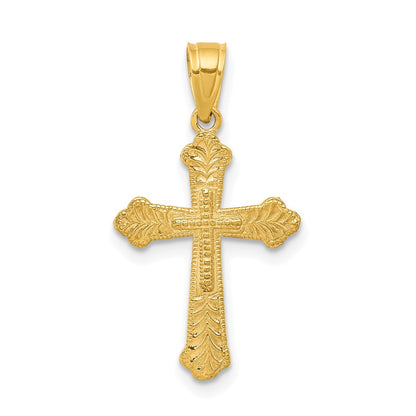 10K Gelbgold Knospend Kreuz Anhänger