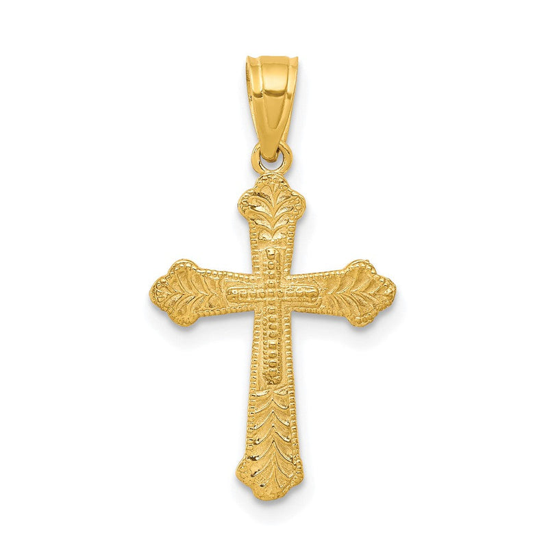 10K Gelbgold Knospend Kreuz Anhänger