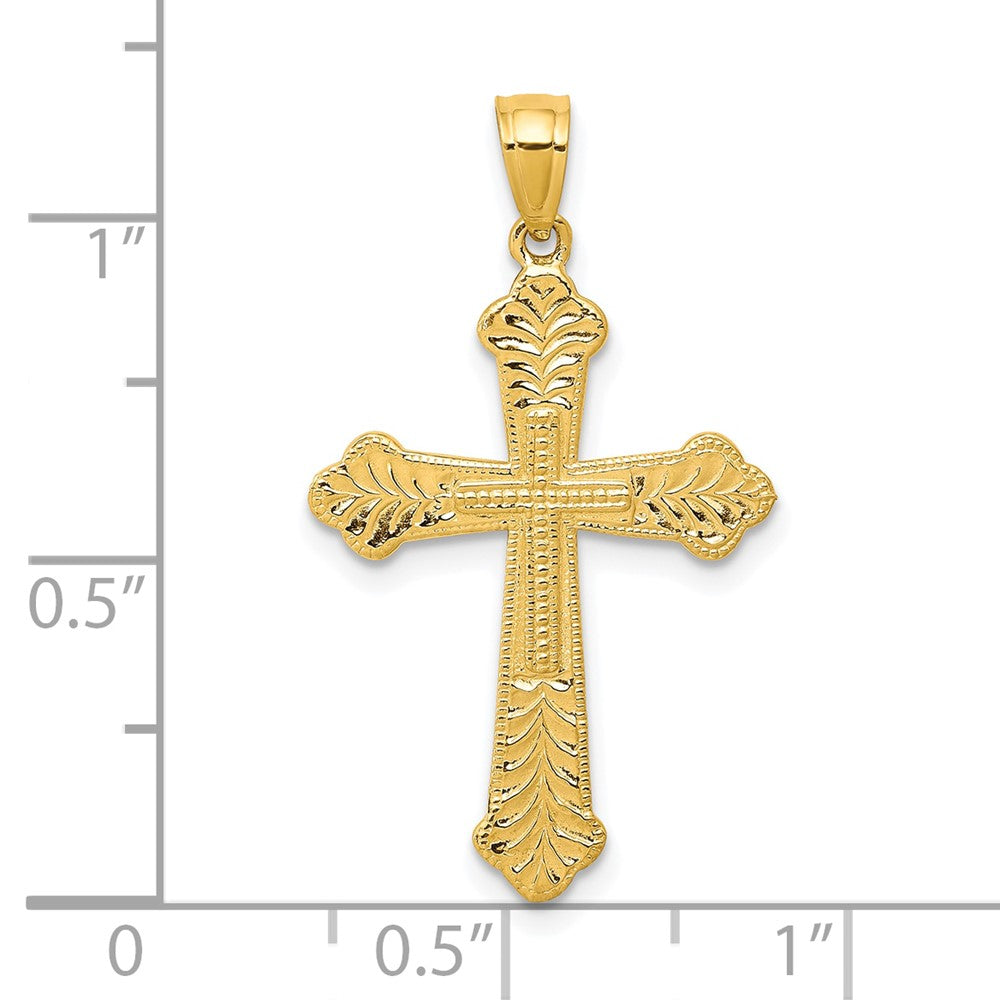 10K Gelbgold Knospend Kreuz Anhänger