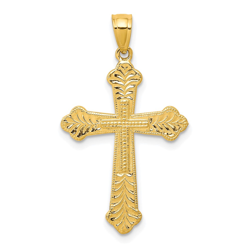 10K Gelbgold Knospend Kreuz Anhänger