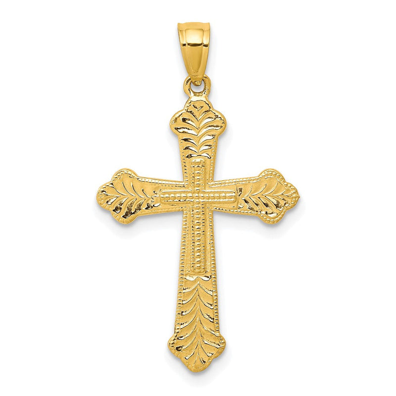 10K Gelbgold Knospend Kreuz Anhänger