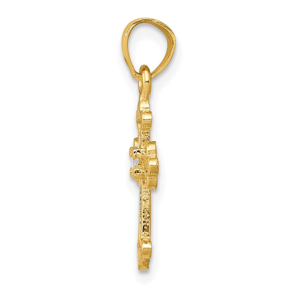 10K Gelbgold 10K Klein Zirkonia Kreuz Anhänger