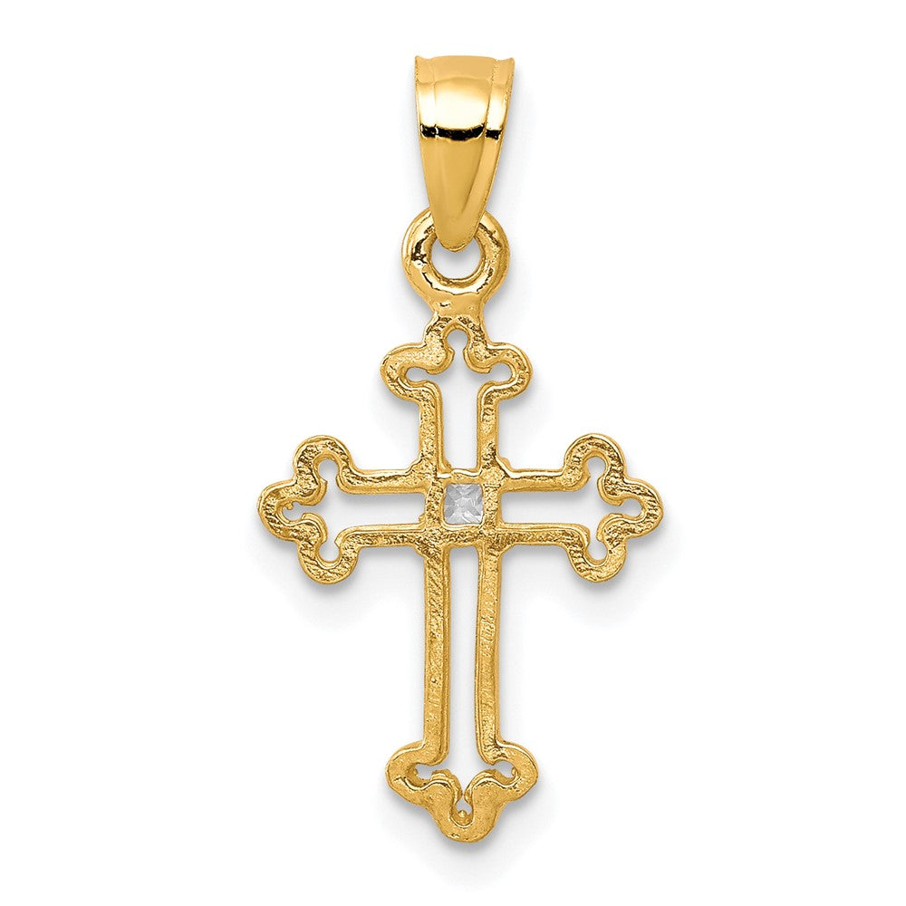10K Gelbgold 10K Klein Zirkonia Kreuz Anhänger