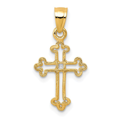 10K Gelbgold 10K Klein Zirkonia Kreuz Anhänger