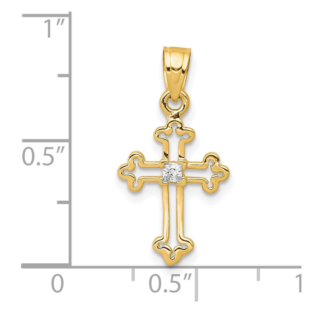 10K Gelbgold 10K Klein Zirkonia Kreuz Anhänger