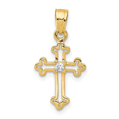 10K Gelbgold 10K Klein Zirkonia Kreuz Anhänger