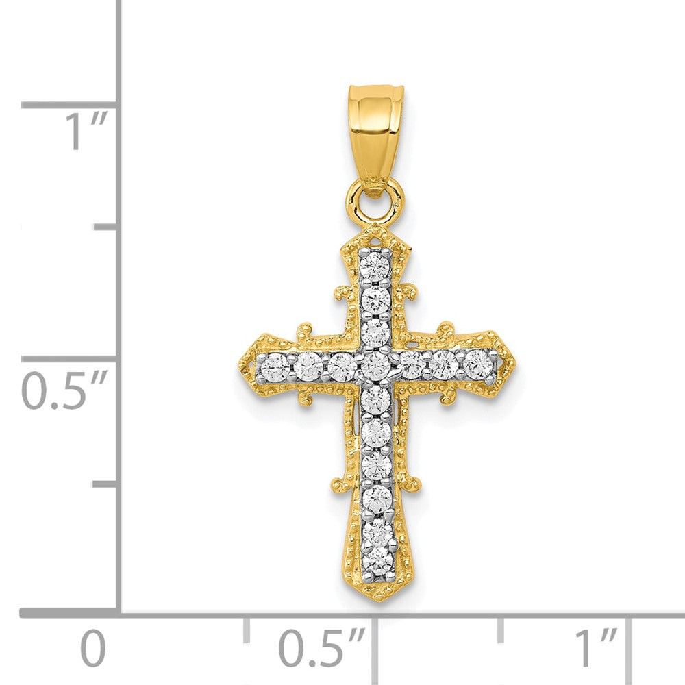 10K Gelbgold 10K Zirkonia Kreuz Anhänger