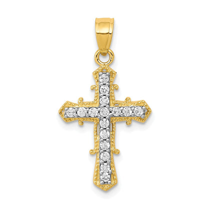10K Gelbgold 10K Zirkonia Kreuz Anhänger