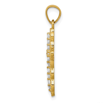 10K Gelbgold 10K Zirkonia Filigran Kreuz Anhänger