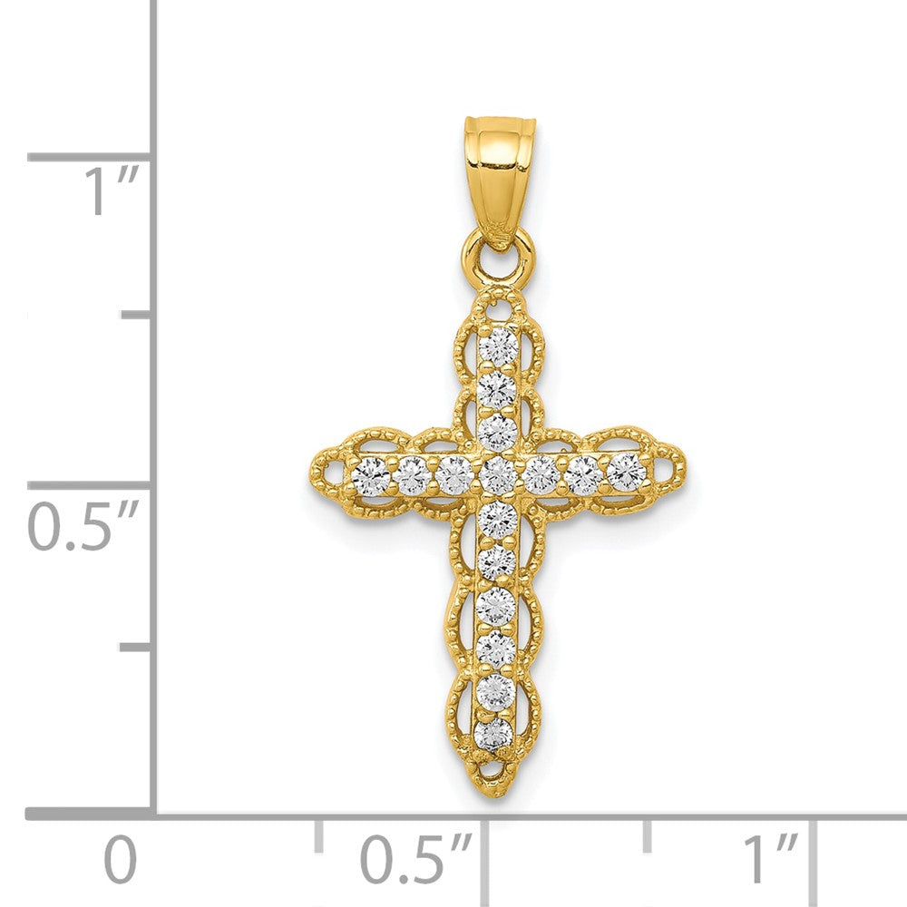 10K Gelbgold 10K Zirkonia Filigran Kreuz Anhänger