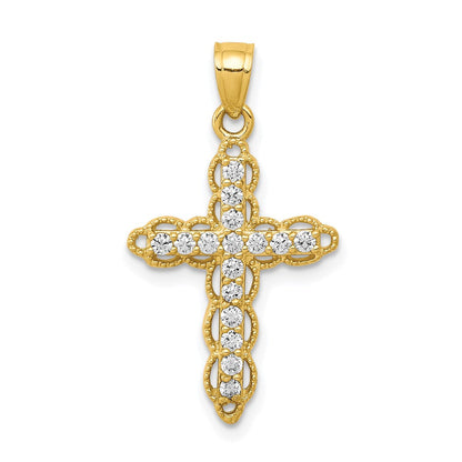 10K Gelbgold 10K Zirkonia Filigran Kreuz Anhänger