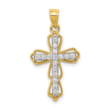 10K Gelbgold 10K Zirkonia Filigran Kreuz Anhänger