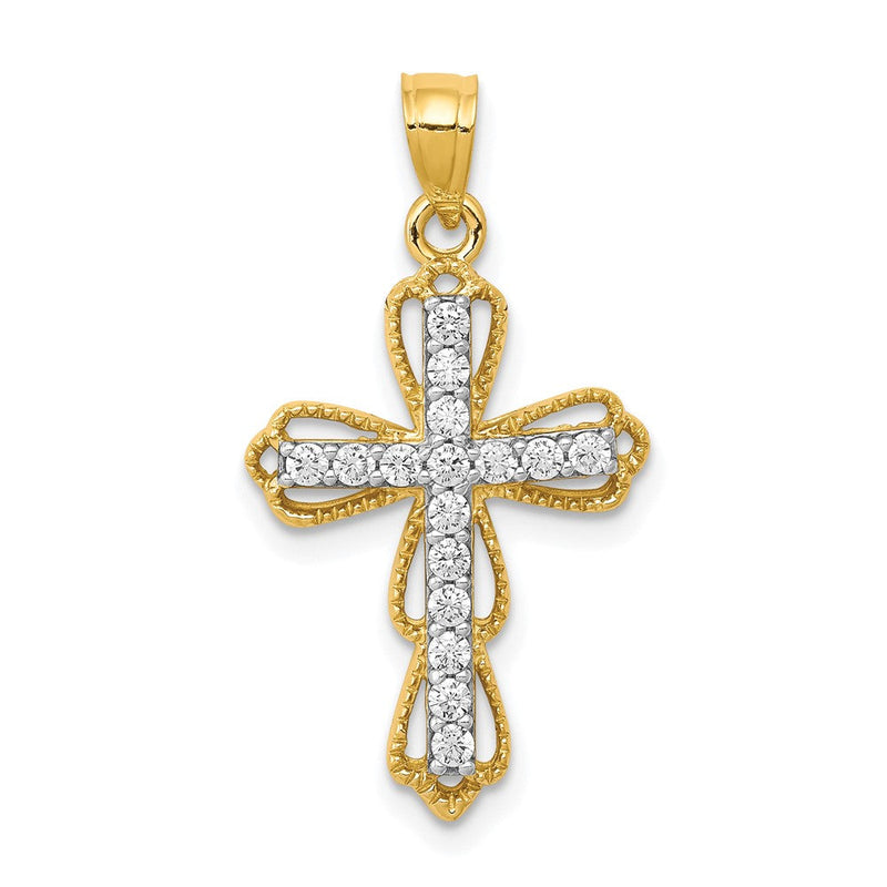 10K Gelbgold 10K Zirkonia Filigran Kreuz Anhänger