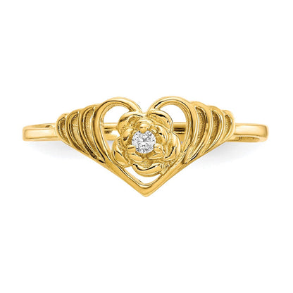 10K Gelbgold Zirkonia Herz Ring