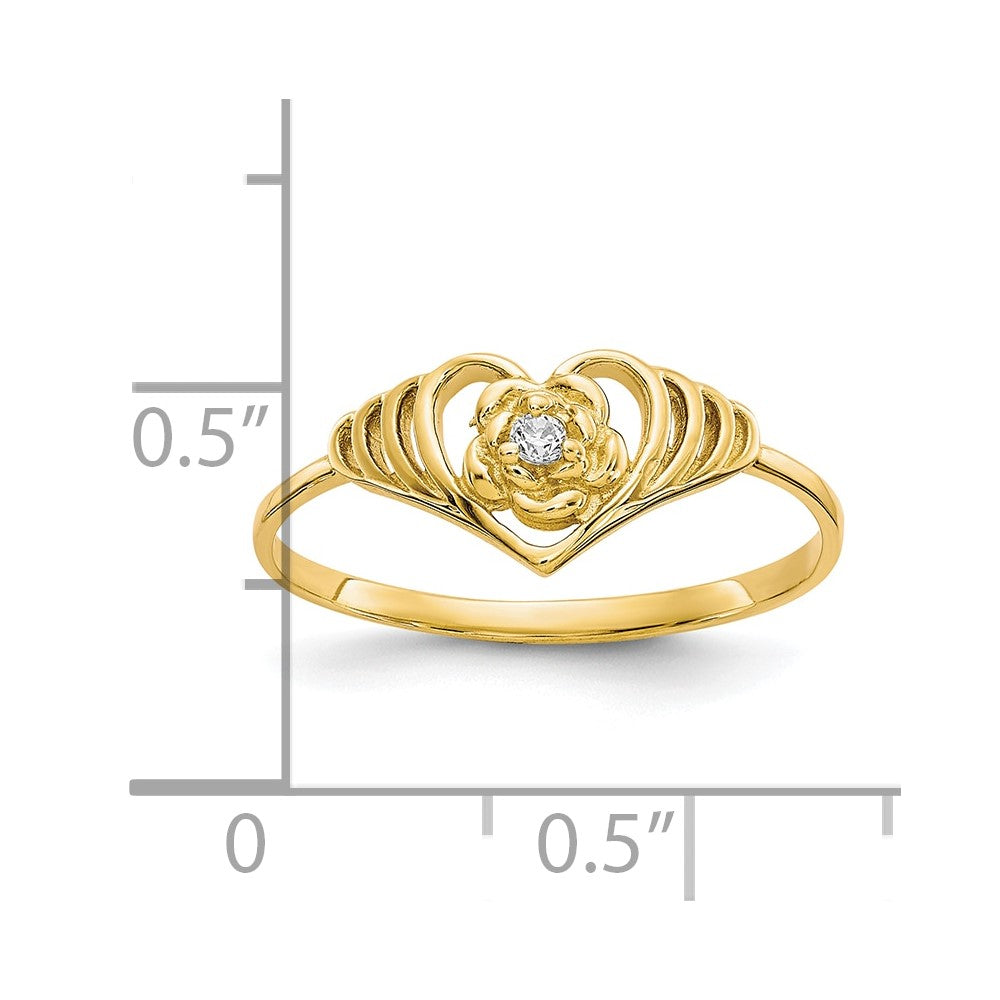 10K Gelbgold Zirkonia Herz Ring