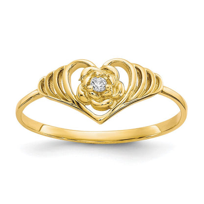 10K Gelbgold Zirkonia Herz Ring