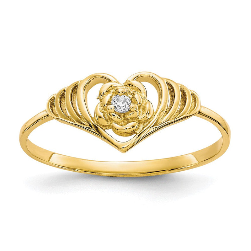 10K Gelbgold Zirkonia Herz Ring