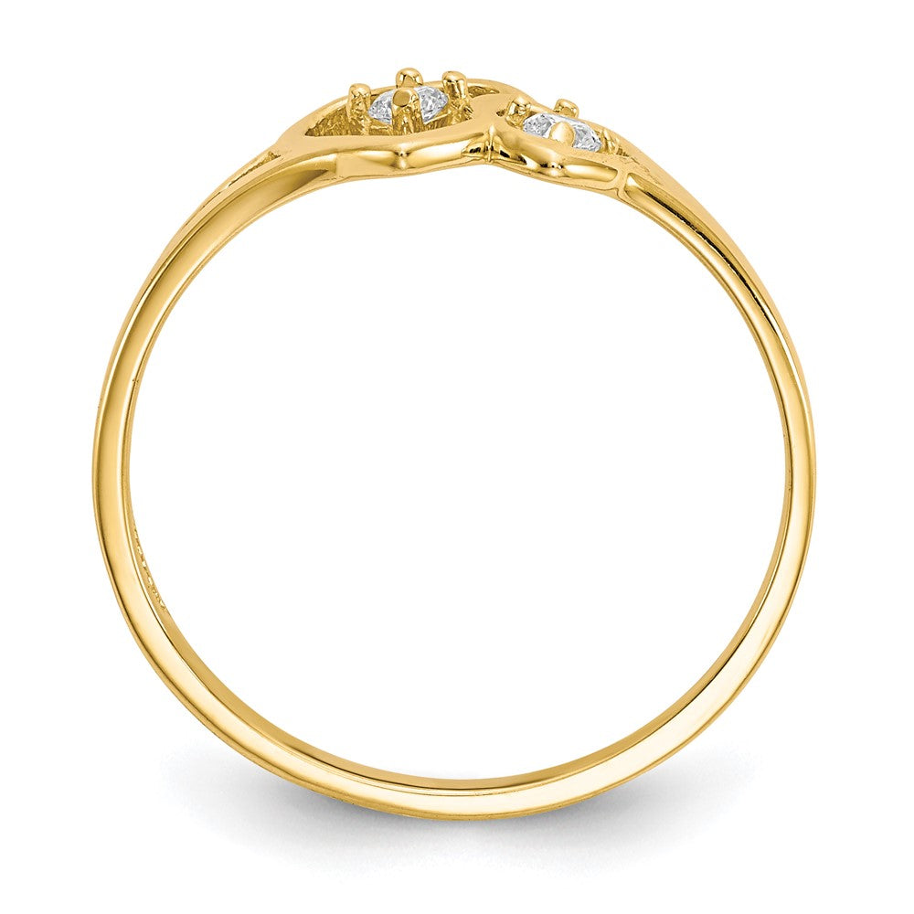10K Gelbgold Doppelt Herz Zirkonia Ring