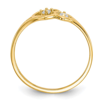 10K Gelbgold Doppelt Herz Zirkonia Ring