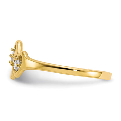 10K Gelbgold Doppelt Herz Zirkonia Ring